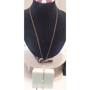 Sarah Coventry Faux Pearl Necklace Lariat Style Goldtone 18 In